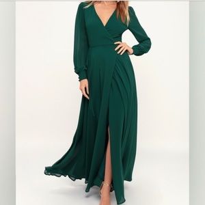 Dark green wrap dress